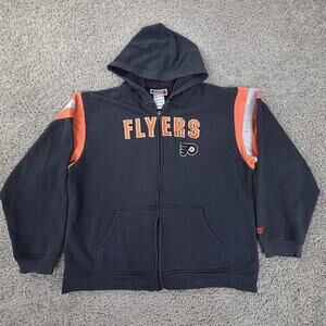 Philadelphia Flyers Hoodie Sweatshirt Boys XL Black NHL Hockey CCM Fleece Zip